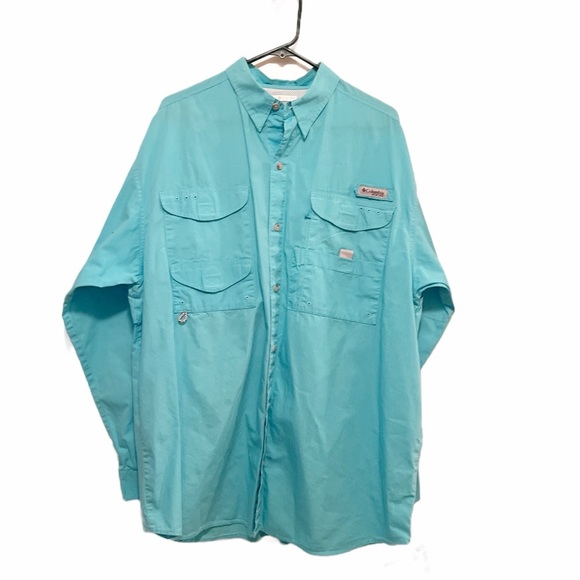 Columbia Blue Casual Button Down Shirt Long Sleeve NWOT - Picture 1 of 6